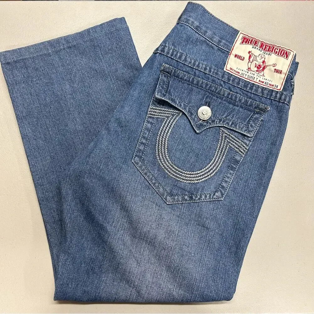 True Religion Jeans Joey Super Denim Blue Pants Womens Size 40 CA 30427
